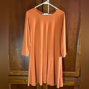 Glamour Terracotta Midi Swing Dress